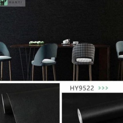 wallpaper sticker dinding polos hitam berstektur mewah dan elegan