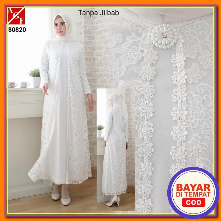 Baju Gamis Wanita Syar'I Muslim Dewasa Gamis Wanita Sultan Modis  YK181  Jumbo Muslim Putih #80820