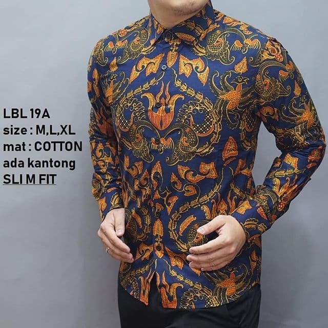 KEMEJA BATIK SLIMFIT LBL 19A KEMEJA LENGAN PANJANG FORMAL BAHAN KATUN