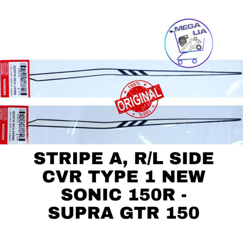 Stiker Body Stripe A TYPE 1 NEW SONIC 150R Supra GTR 150 SET SIDE CVR KANAN KIRI