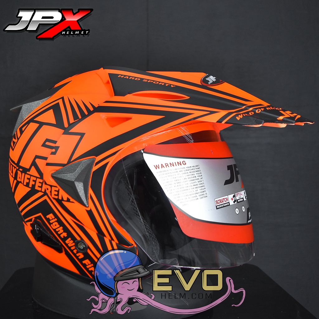 HELM JPX SUPERMOTO WILD RIDER - FLUO RED DOFF/BLACK