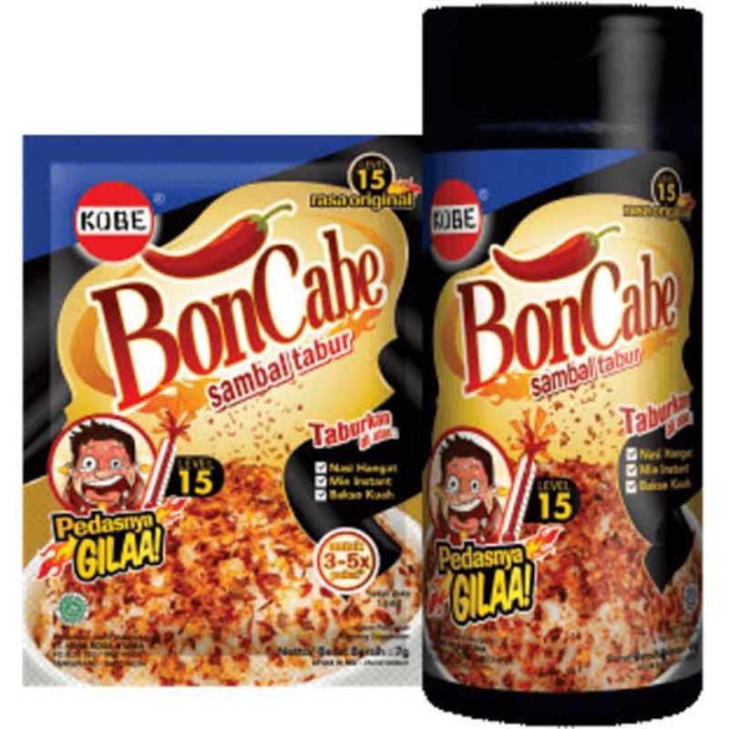 

kobe bon cabe sambal tabur level 15 / 30 botol / sachet