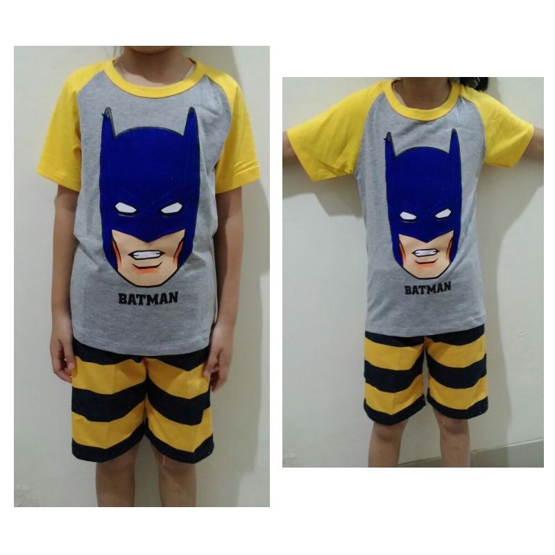 STKDL206 - Setelan Anak Laki Yellow Misty Batman Mask