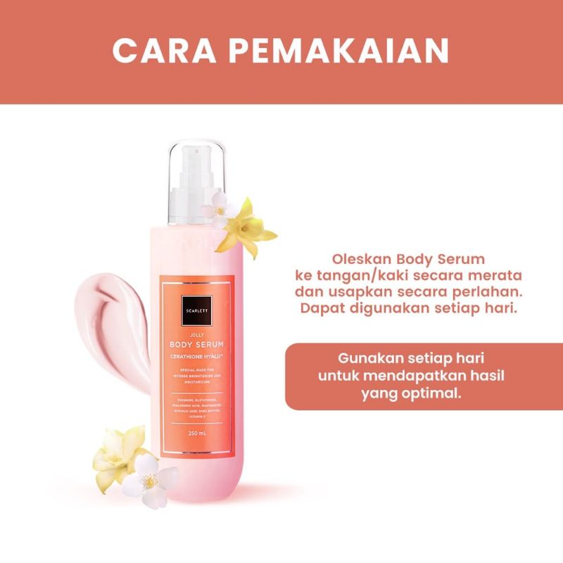 ❤️Miss Vinka❤️Scarlett Whitening Jolly Series ( Body Cream, Body Serum, Body Scrub)