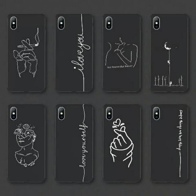 Case iphone 6 6s 6splus 6plus 7 8 7plus 8plus x xs xr xsmax softcase polos hitam tulisan gambar