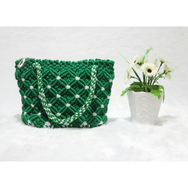 TAS MACRAME / TAS TALI KUR TAS CANTIK TAS MOTIF MELATI / TAS UNIK / TAS KEKINIAN / TAS LUCU