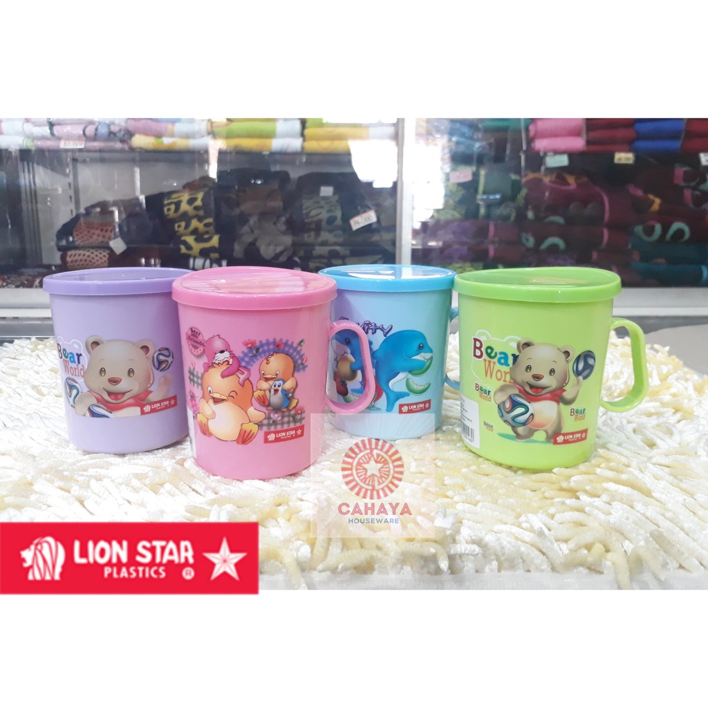 Gelas Minum/ Gelas Plastik/ Mug Anak Kiwi Mug 350ml GL-20 LION STAR Gelas + Tutup BPA FREE