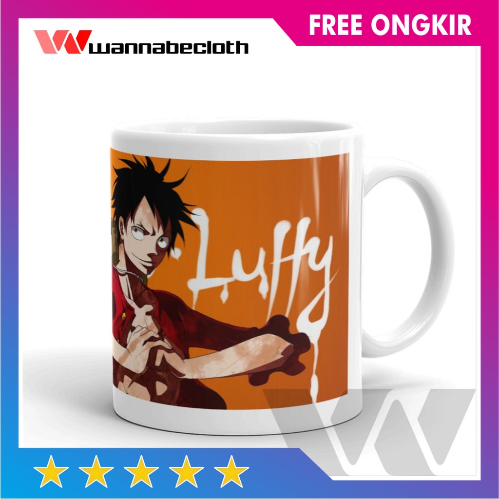 Jual Gelas Mug E Piece Keramik Souvenir Mug Kartun Anime Monkey Luffy V5 Limited