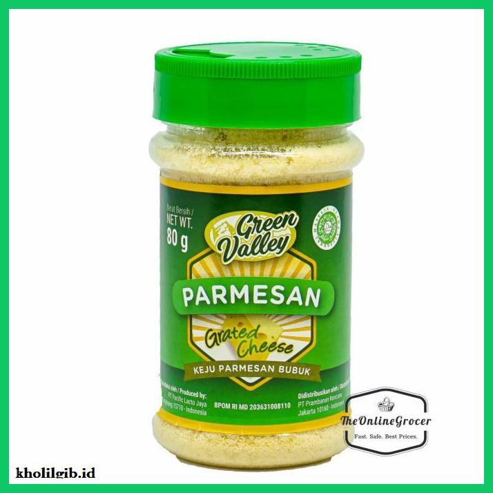 

Ujekujek- Green Valley Grated Parmesan Cheese 80Gr - Keju Parmesan Parut -Original.