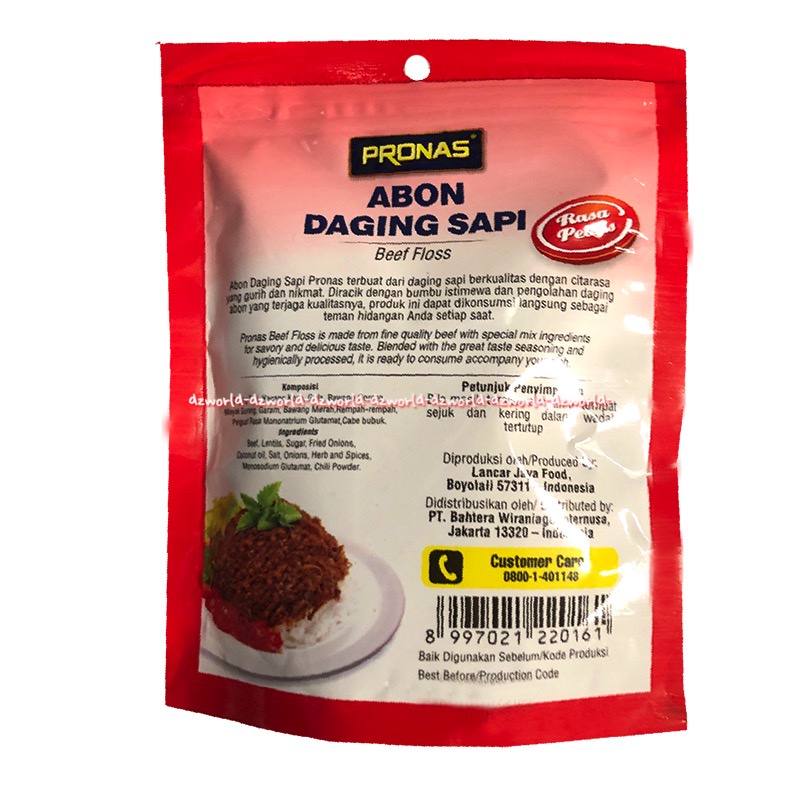 Pronas Abon Daging Sapi 100gr Beef Floss Meat Abbon Sapi Suwir Rasa Original Pedas Bawang Goreng Pro Nas