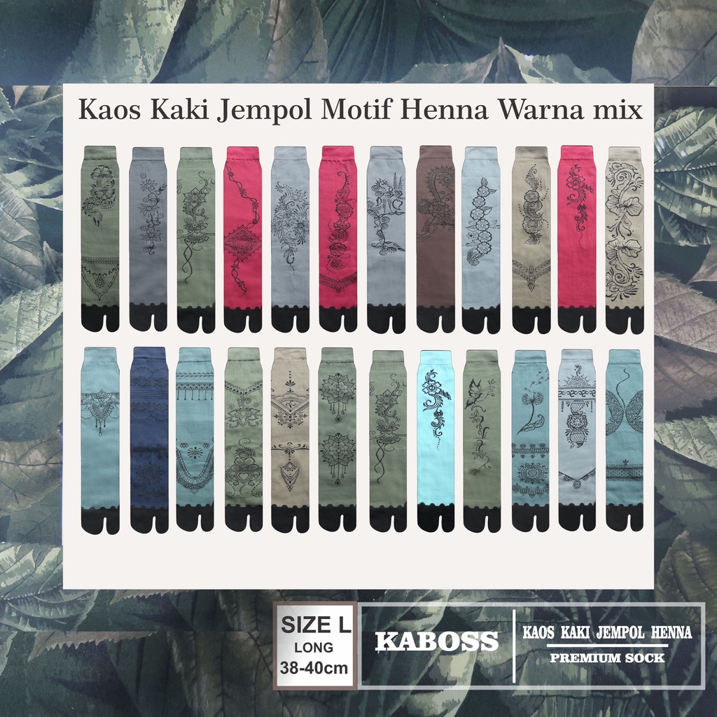 Kaboss Kaos Kaki Jempol Muslimah Motif Henna Warna Limited MIX 12 Pasang