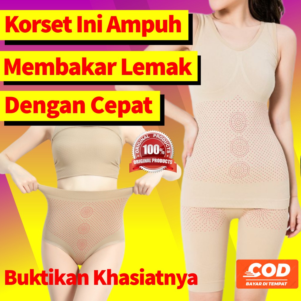 Korset Jepang Pelangsing Wanita Infrared 3 in 1 Baju Full Bodi Body Celana Dalam Import Alat Pembaka