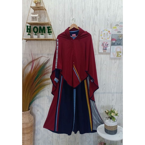 Gamis PL (Preloved) Set Gamis Reeyna Navy Maroon By Aulia Fashion