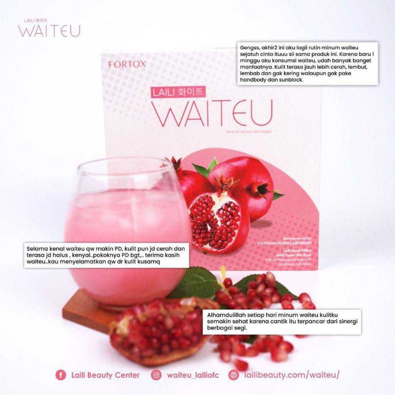 

WAITEU minuman serbuk rasa Delima untuk mengatasi berbagai macam masalah kulit