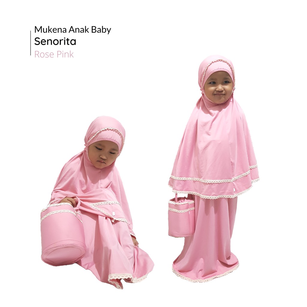 Mukena Anak Baby Bayi Batita Balita 1 2 3 4 5 Tahun Senorita / Mukena Bayi / Mukena Balita / Terbaru-ROSE PINK