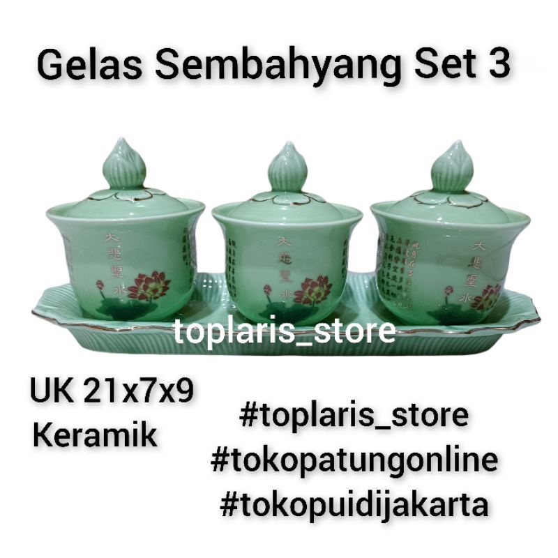 Gelas Sembahyang Teratai Set 3 Timbul 01