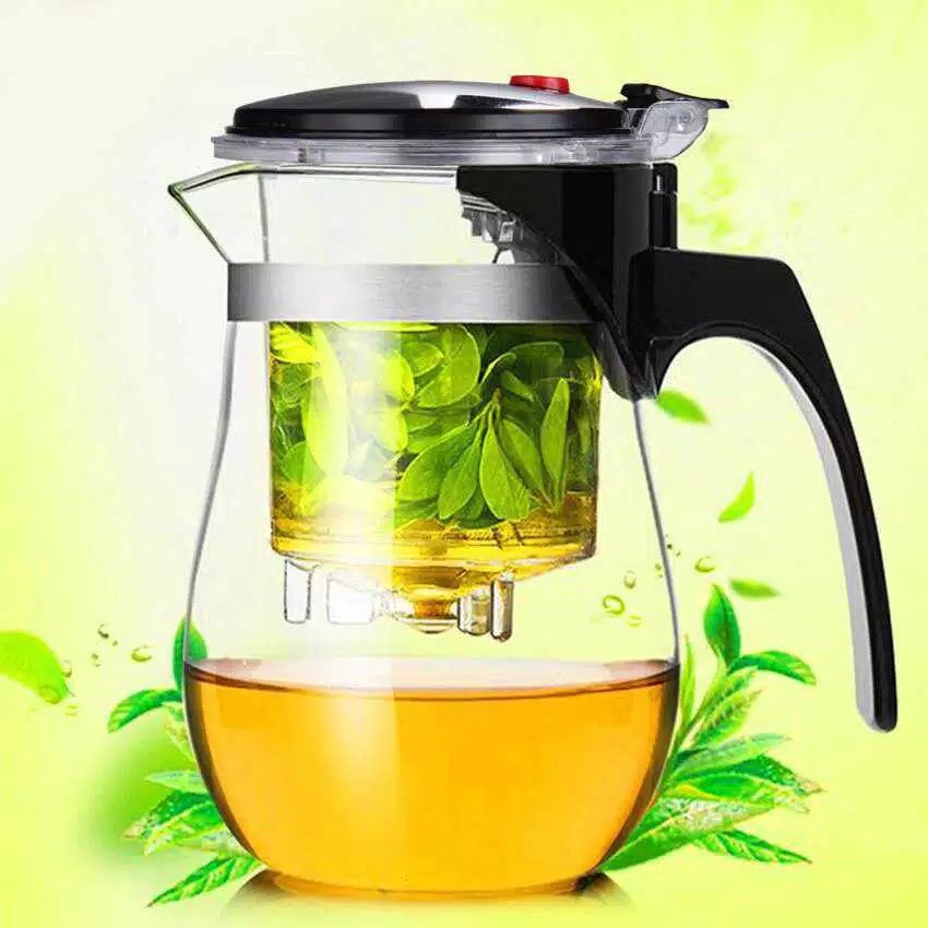 Teko Kaca Bening Saringan Teh Rempah 500 Ml Tahan Panas Teko Pitcher Teh Chinese Kungfu Teapot Maker