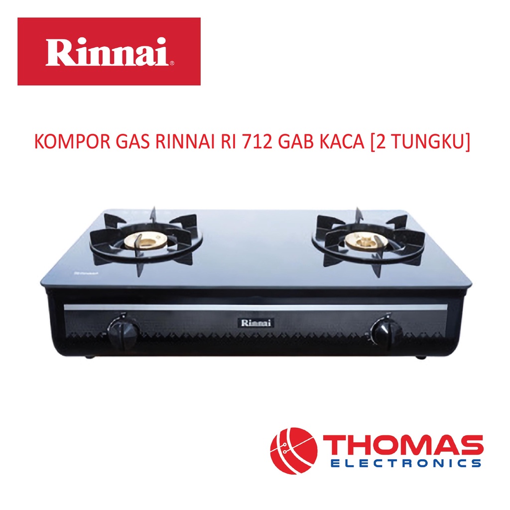 Kompor Gas Rinnai RI 712 GAB KACA 2 TUNGKU