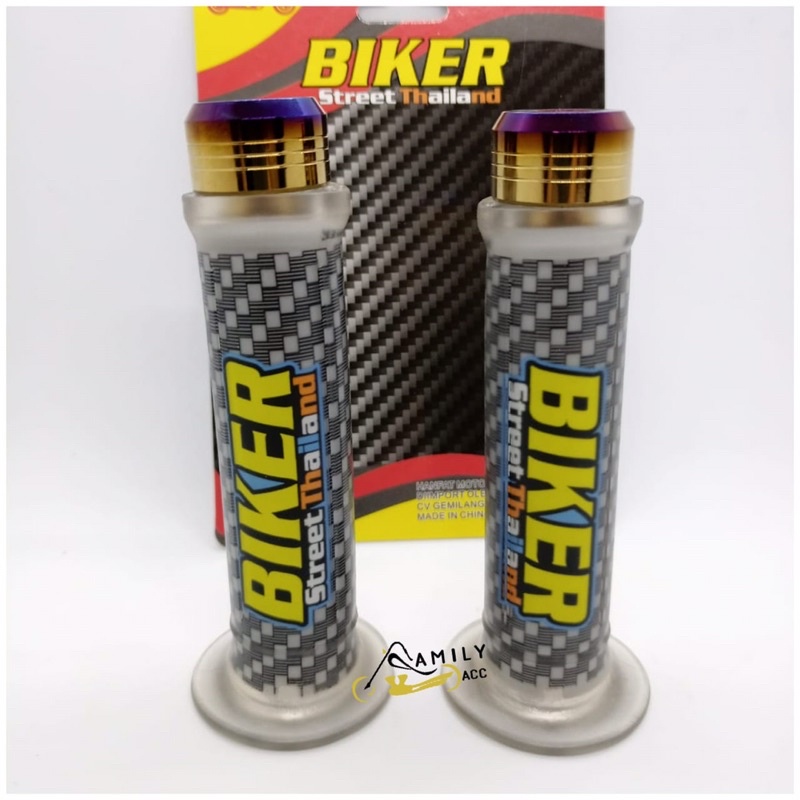 Handgrip Handfat Handle Grip Carbon Biker + Jalu Stang Twotone Model Garis Motor Universal