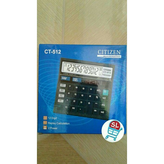Alat Menghitung Kalkulator Citizen CT-512 Hitam 12 Digit Replay Murah.