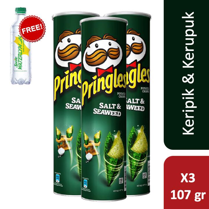 

Pringles Salt & Seaweed 107 gr - 3 pcs Free Sprite Waterlymon 425 ml