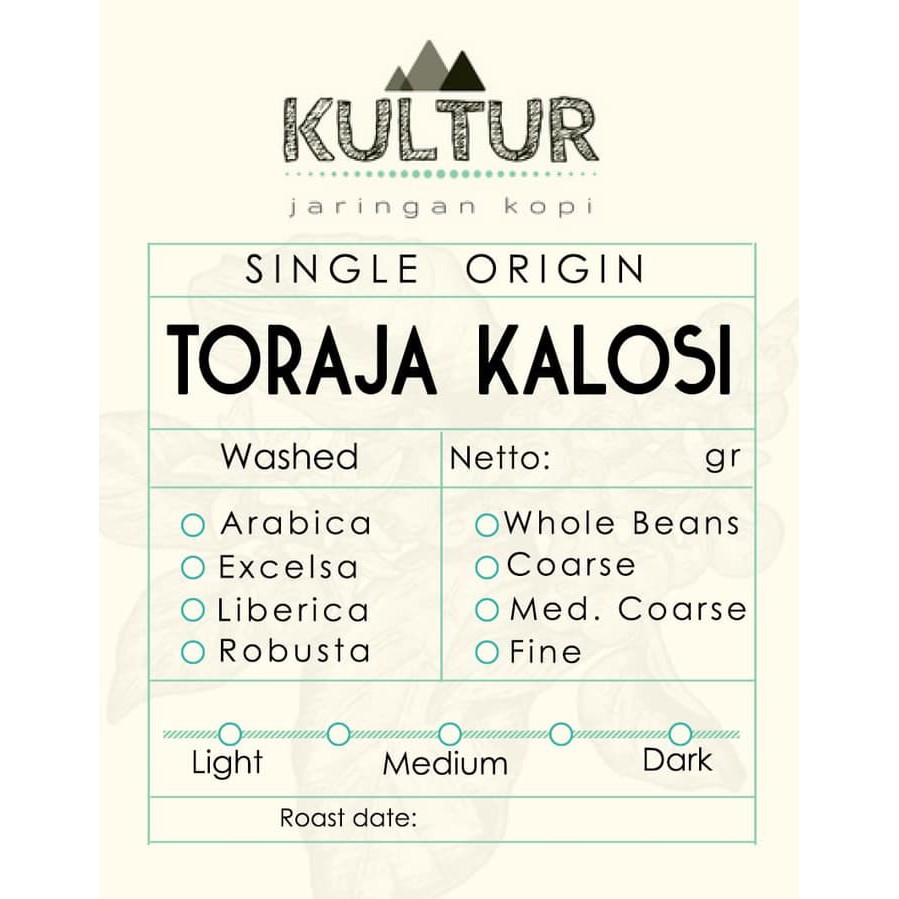 

COFFEE BEAN BIJI KOPI ARABIKA TORAJA KALOSI 100 GR - kkp1062