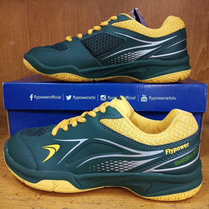 sepatu spatu badminton bulutangkis flypower pawon 5 dewasa abu kuning