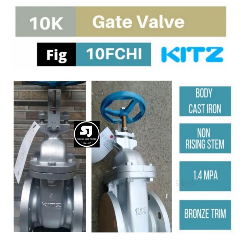 GATE VALVE 4INCH KITZ FCHI JIS 10K CAST IRON