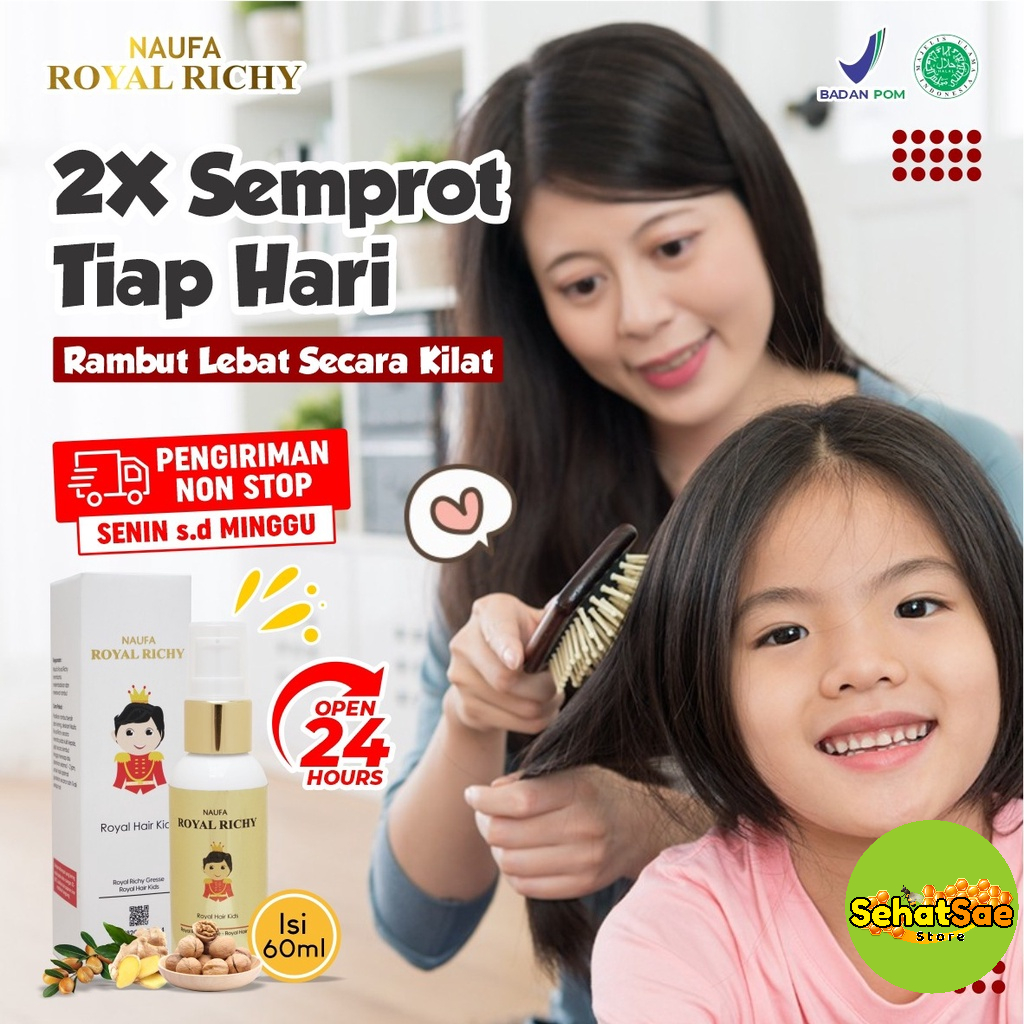 Royal Richy - Hair Serum Penumbuh Rambut Anak Multivitamin Penyubur Pelebat Rambut Anak Minyak Kemiri Cegah Rontok &amp; Kebotakan Ketombe Isi 60ml Naufa Royal Richy RIchie Rich Royal Richie Penumbuh Rambut Minyak Kemiri