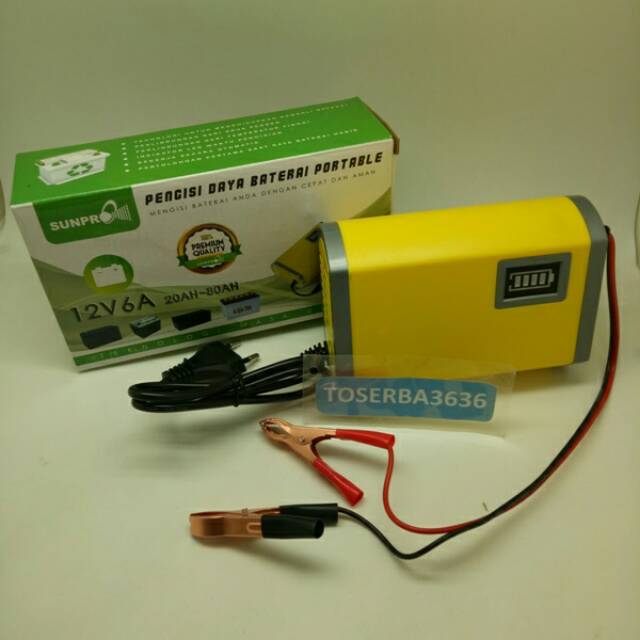 Battery Charger Sunpro 12V 6A /  Casan Aki Mobil Dan Motor