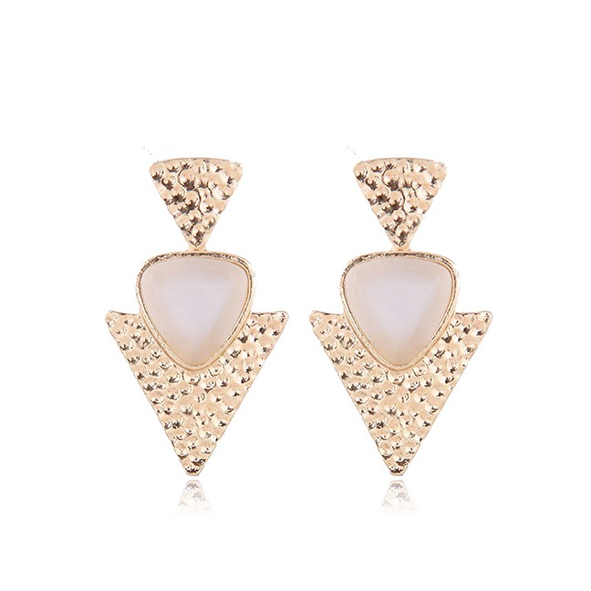 LRC Anting Tusuk Fashion Gold Metal Geometric Stud Earrings A59769