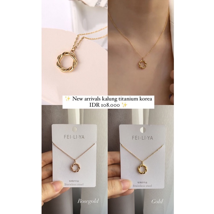 Kalung Fashion Titanium Emas Korea Cewek , bentuk lingkar sangat disukai wanita cocok hadiah KK210