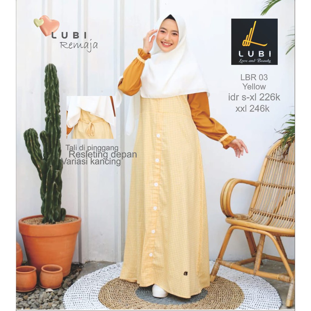 LBR 03 3 Lubi Gamis Remaja Lime Yellow Navy