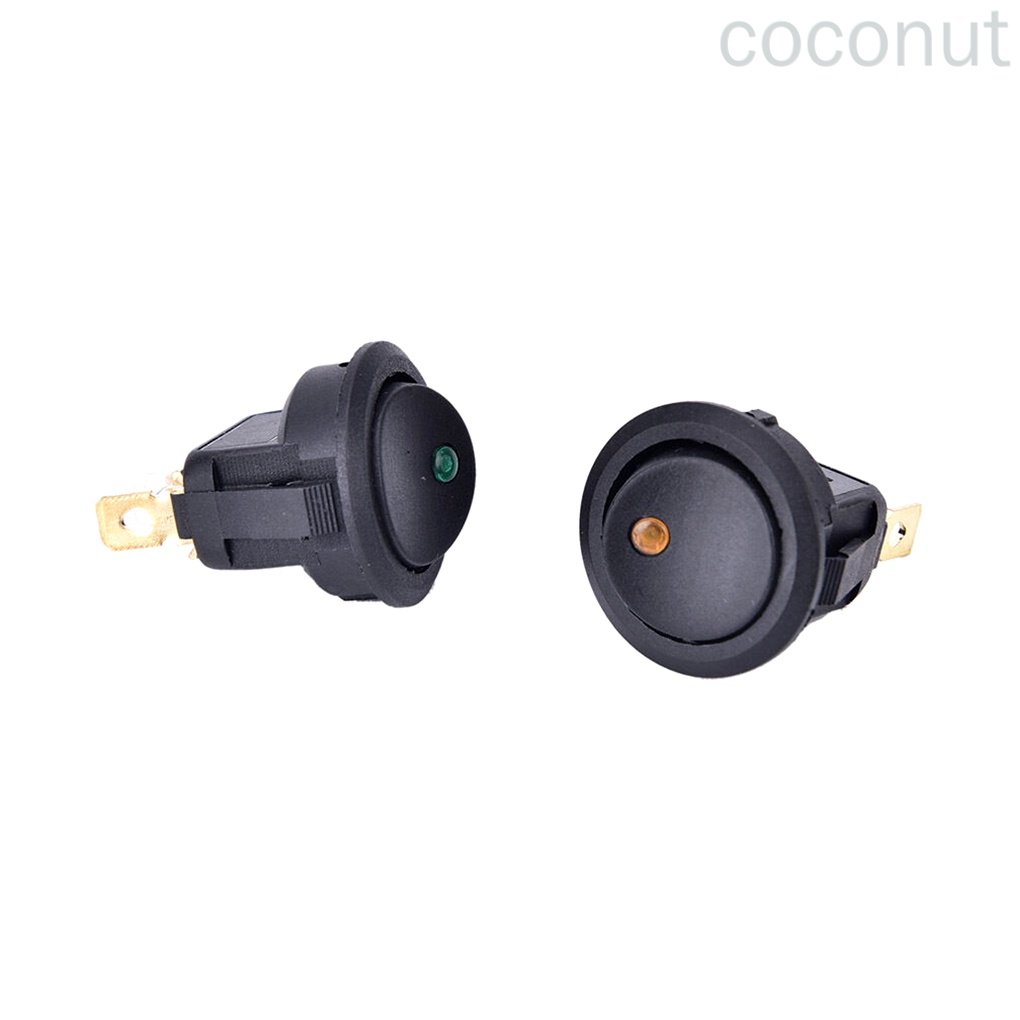 (Coco) 4pcs / Tas Saklar Rocker Switch On / Off 12v Bentuk Bulat 2 Pin Dengan Lampu Led Untuk Mobil / Perahu