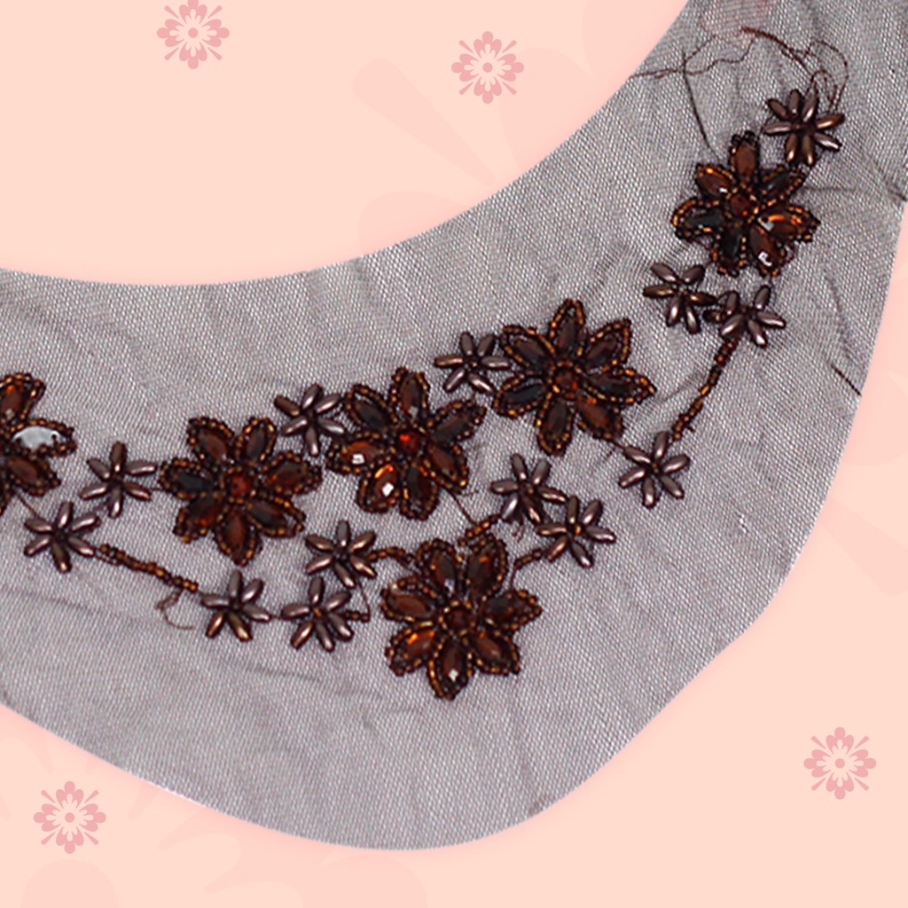 Kerah Renda Bordir Simpel Motif Bunga model N01