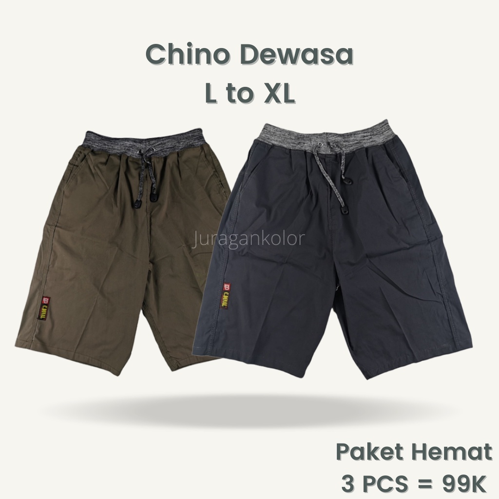 Celana Pendek Pria Dewasa Chino Rib Kolor Cowok Polos Casual