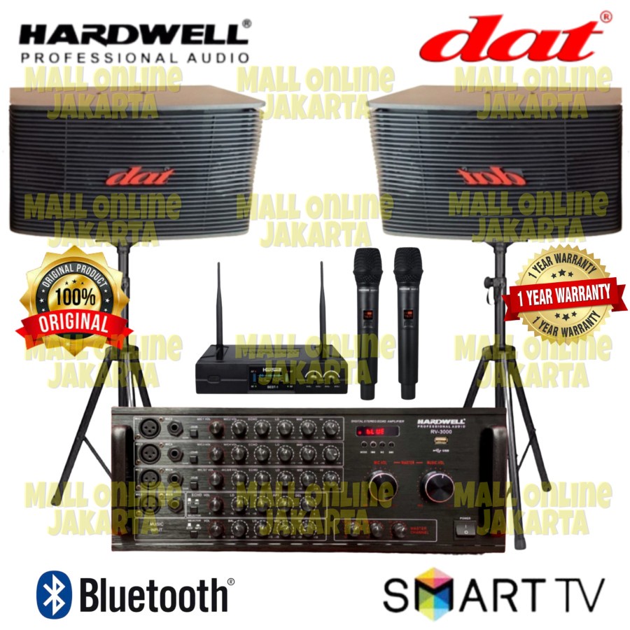 Paket karaoke hardwell 10 inch speaker dat ak100 power ampli rv3000