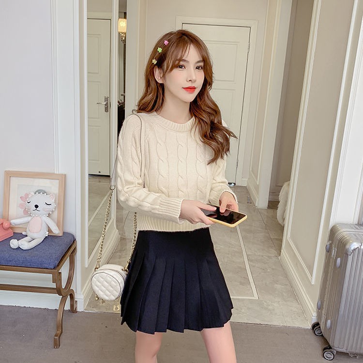 Sweater Putih Wanita Rajut Oversize Baju Wanita Kekinian Sweater Lucu Blouse Putih