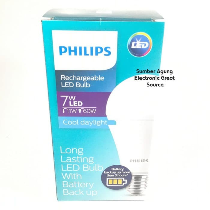 Lampu 7W Philips Magic Rechargeable LED Bulb AC DC Nyala Saat Mati Lam