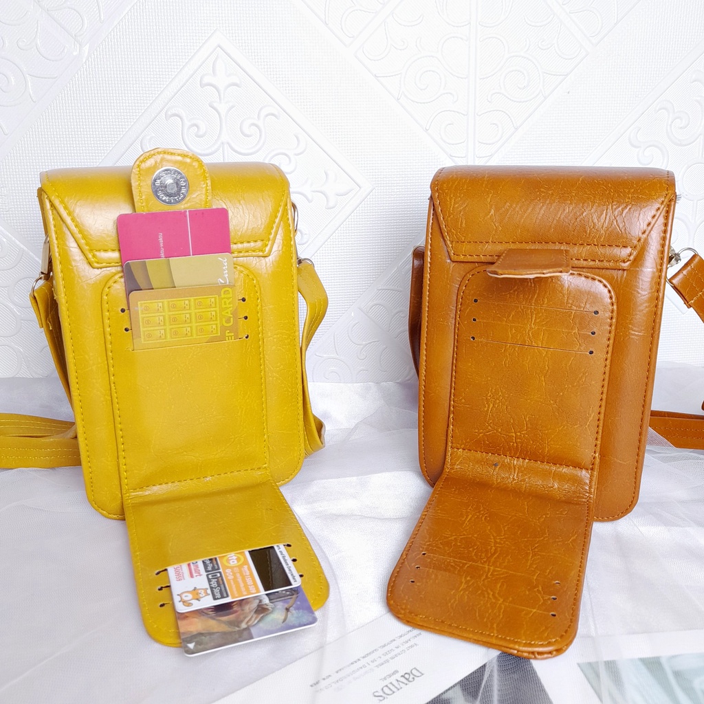 Tas Selempang Hp Wanita Sling Bag Kulit Sintetis Extra Dompet Kartu Vintage KD030