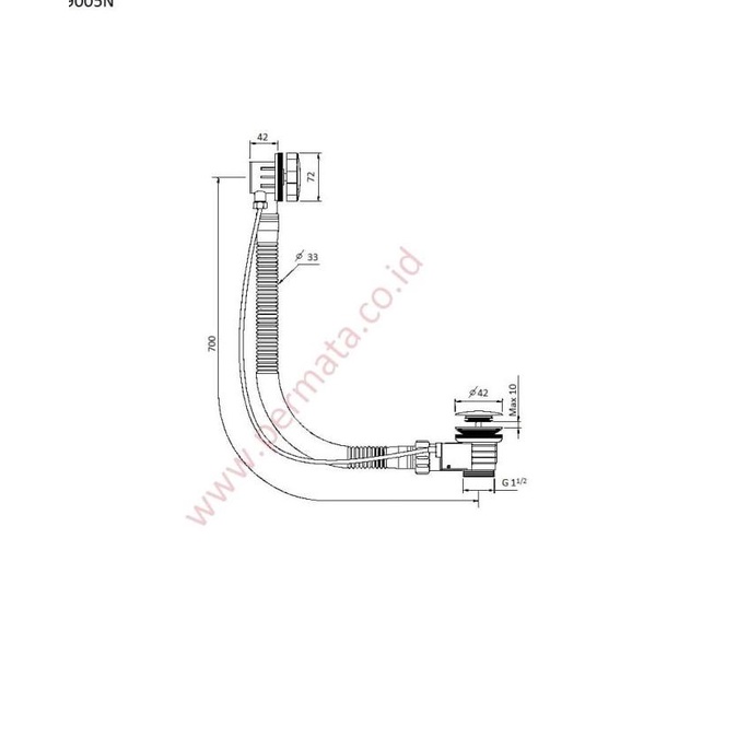 Afur Afor Bathtub Bakip TOTO 9005N Pop up Waste