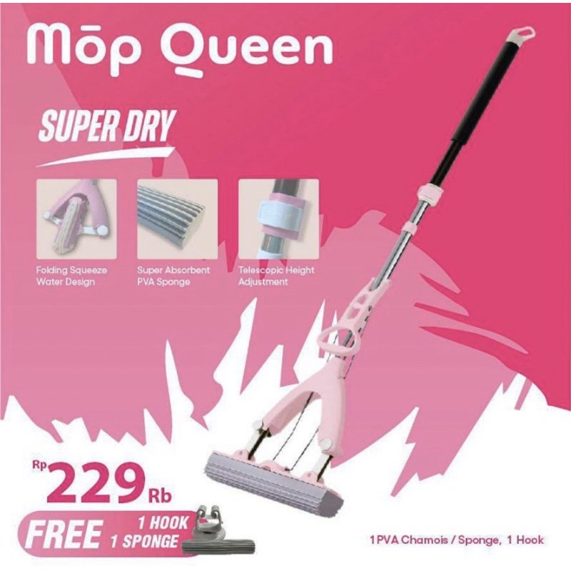 MopQueen Mop Queen PINK / HIJAU TOSCA Stein Steincookware Pel Lantai Sponge Chamois