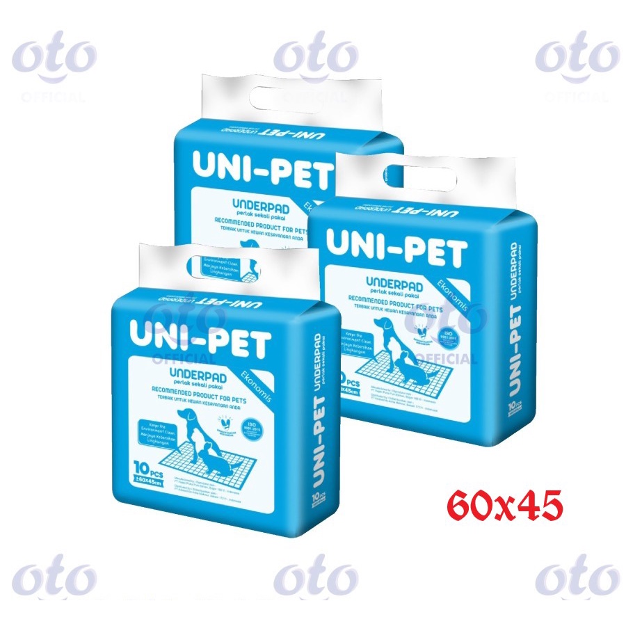 UNIPET UNI-PET UNI PET Underpad Perlak 60x45 Original 100% 10 Lembar untuk Pet Peliharaan Anda