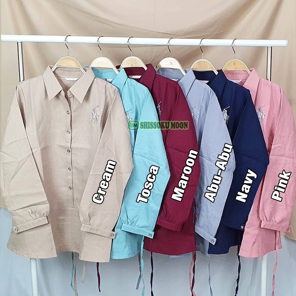 Baju Kemeja Hamil Menyusui Lengan Panjang Bahan Katun Rami