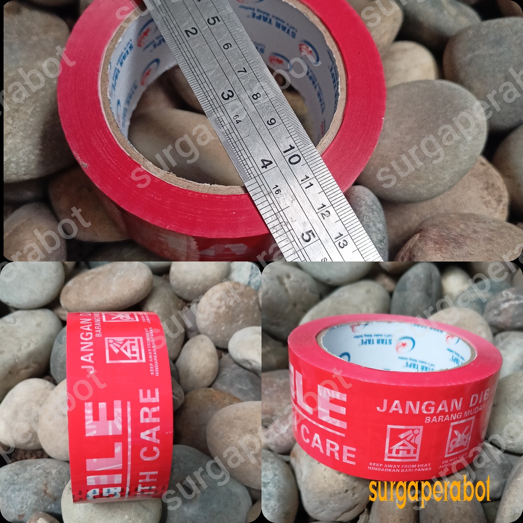 

Lakban Fragile Merah 48mm x 100Yard Solasi Jangan Dibanting 2 inch