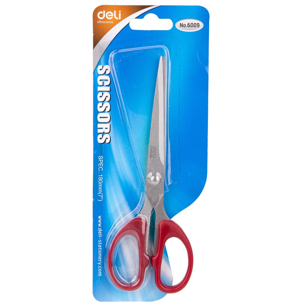 HAPPY TIME DELI GUNTING STAINLESS STEEL 180mm SCISSORS SUPER TAJAM ANTI KARAT GUNTING KERTAS ALAT TULIS KANTOR SEKOLAH KULIAH E6009