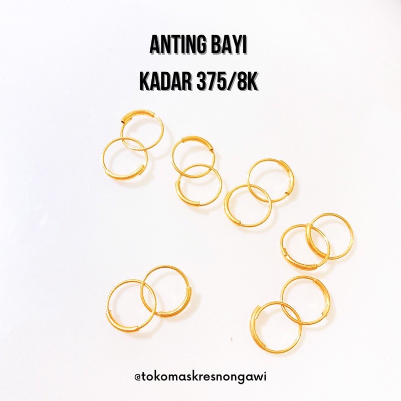 anting emas bayi sepasang kadar 375/8k