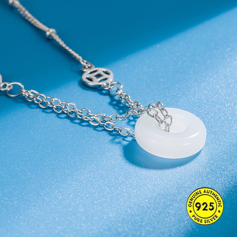 Kalung Giok Bahan S925 Silver Tahan Air Anti Karat Anti Alergi Untuk Wanita