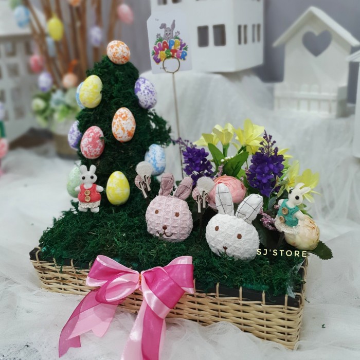 

Aksesoris hiasan meja paskah kelinci easter eggs bunny kado hampers