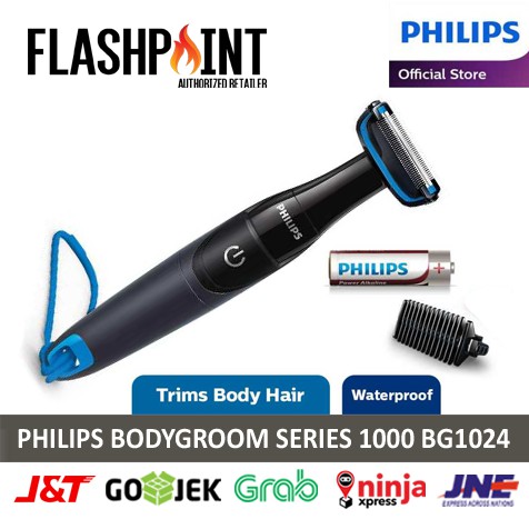 (BISA COD) SHAVER PHILIPS BODYGROOM SERIES 1000 BG1024 PENCUKUR HITAM-BIRU ORIGINAL BG 1024